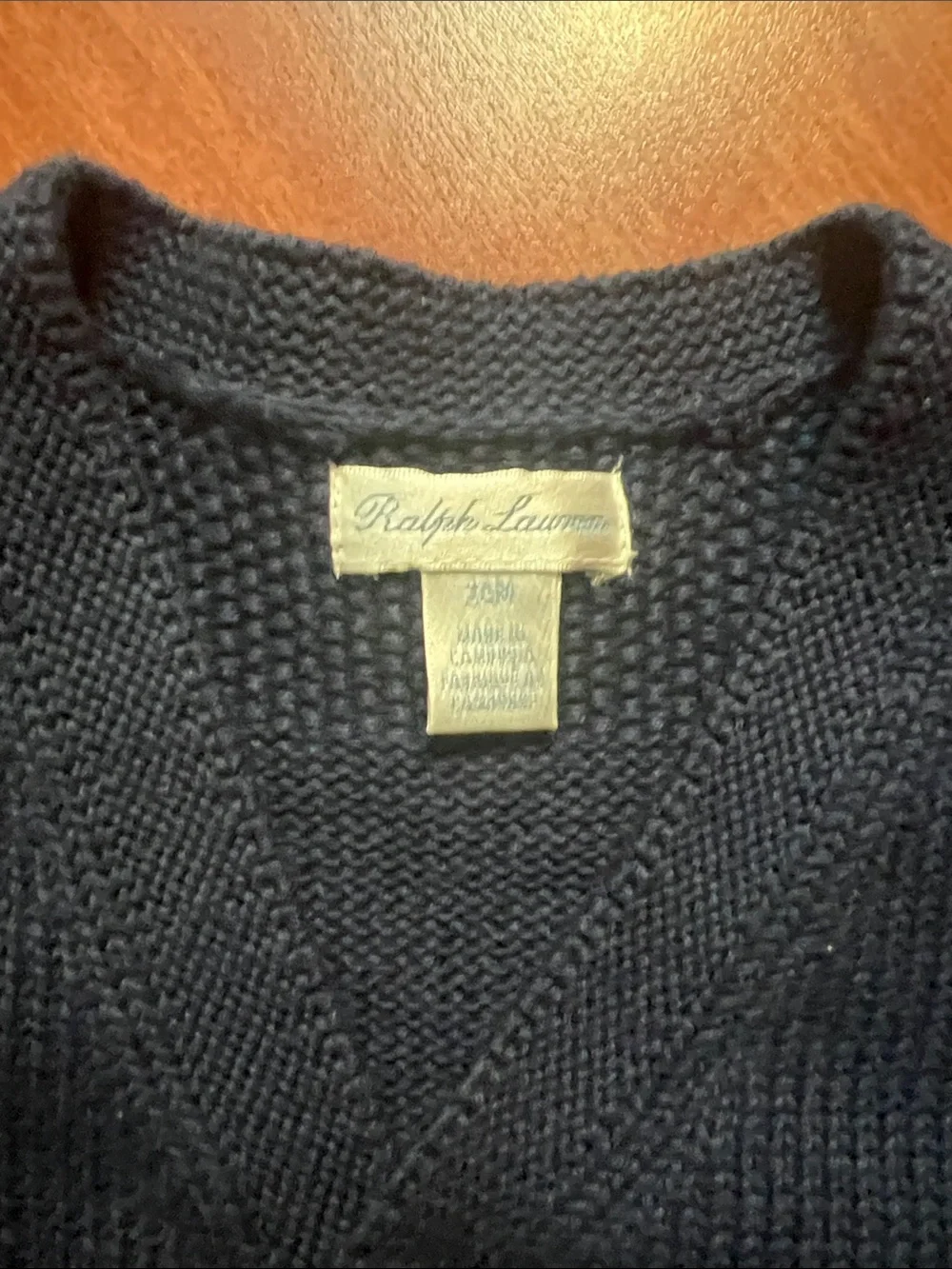 Ralph Lauren Dark Navy Knit Cardigan with Polo Pony bay size 24mo 100%cotton